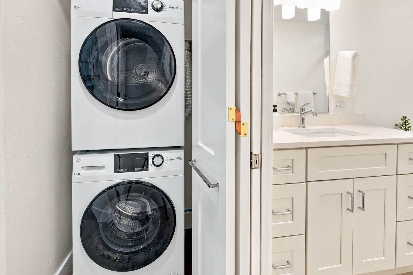 Stacked washer and dryer