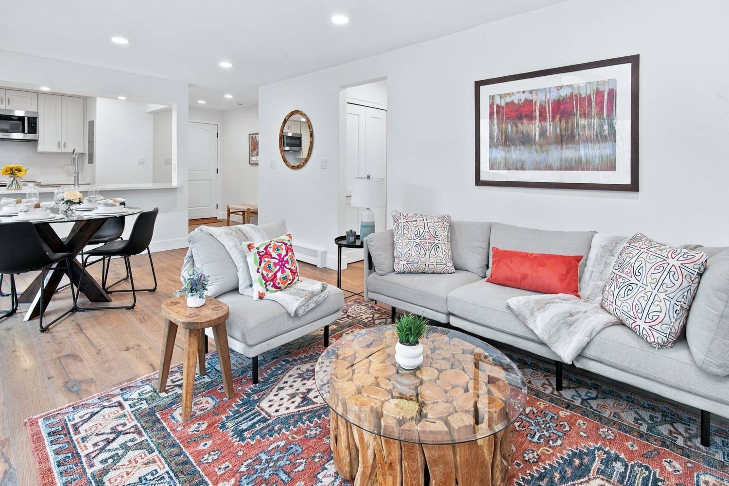 Living room and dining area