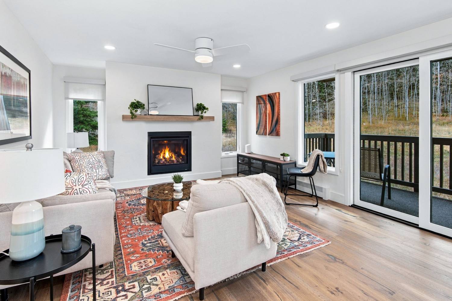Living room with deck access