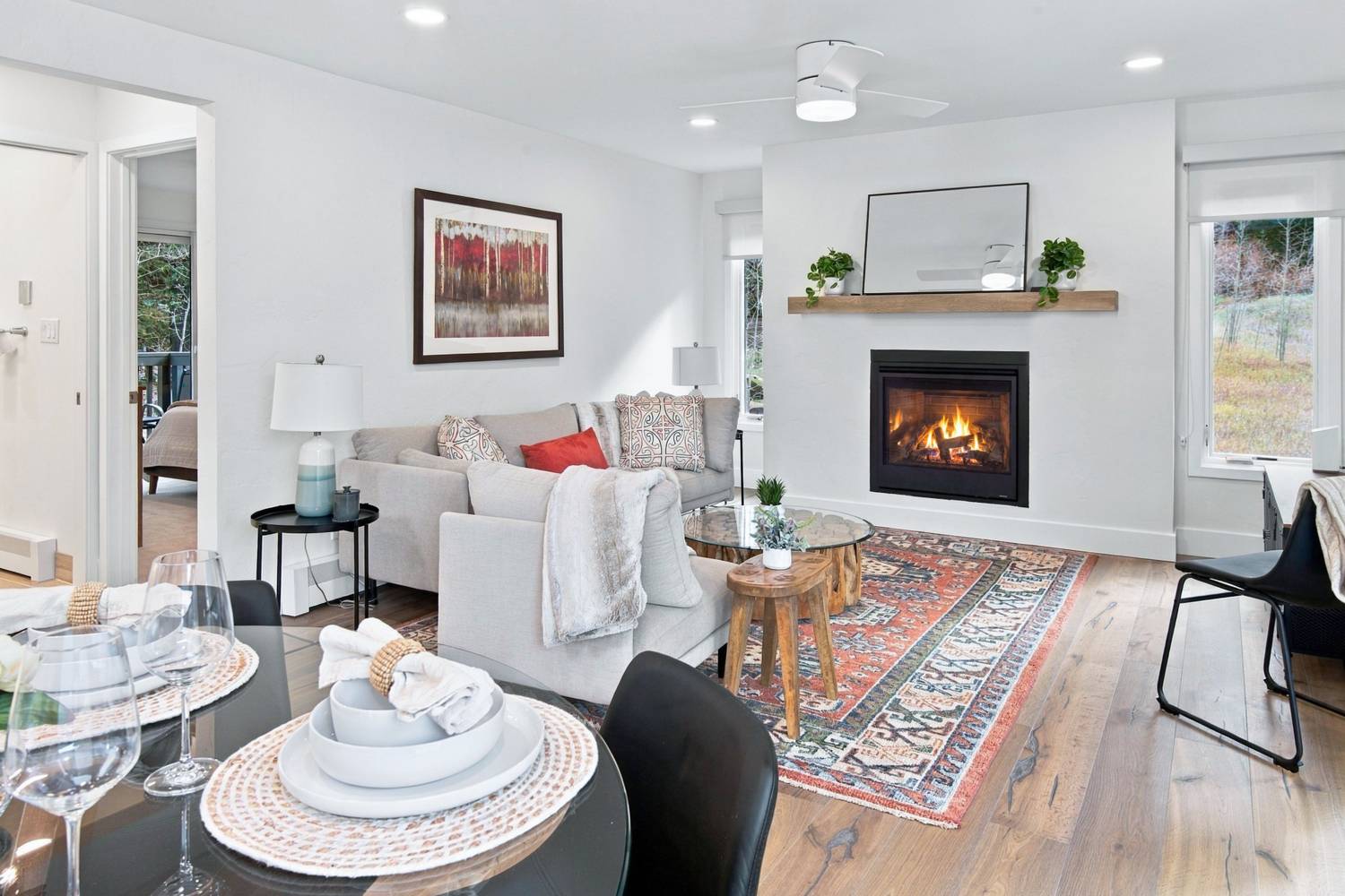Living room with gas fireplace